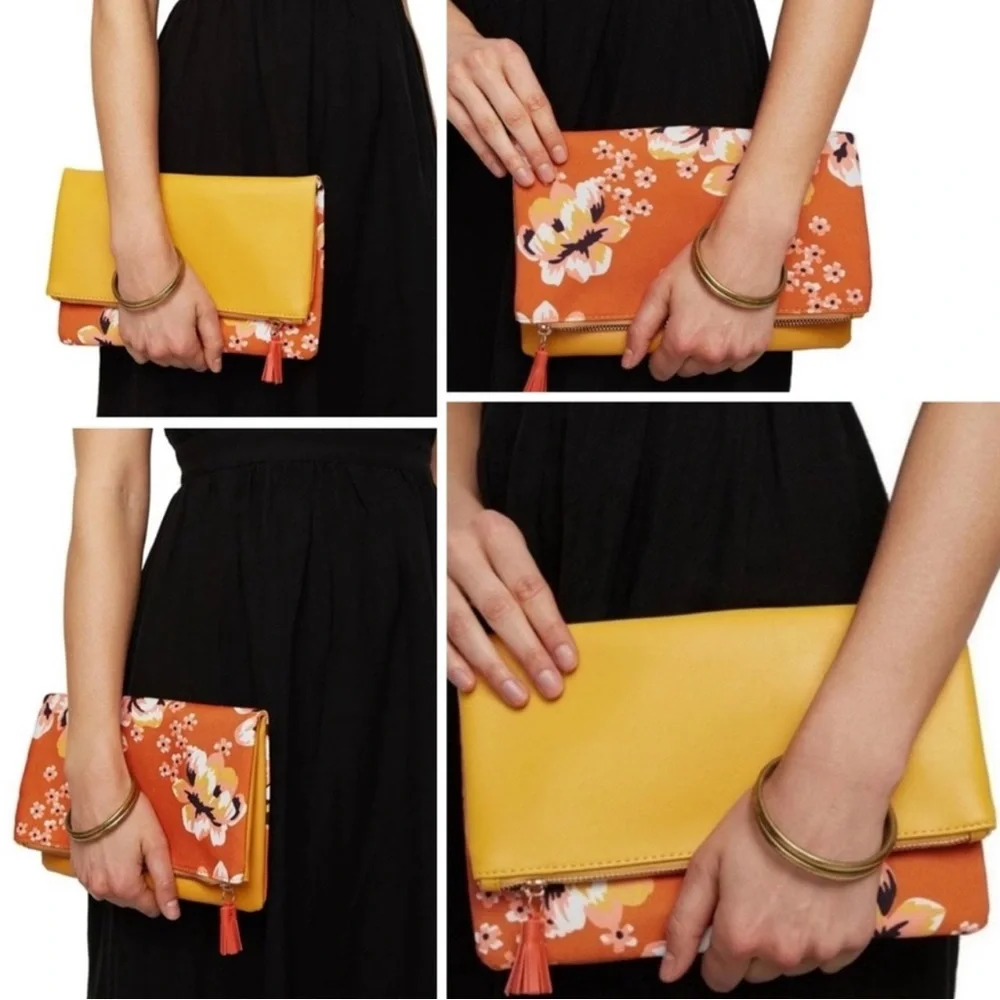 Rachel Pally Reversible Floral Fold Over Clutch Handbag NWOT